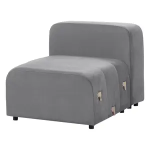 3 Seater Modular Velvet Sofa with Ottoman Grey FALSTERBO