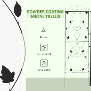 Outsunny Set of 2 Metal Trellis for Climbing Plants, Leaf Design, 50 x 181cm