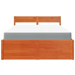 Berkfield Bed with Drawers and Mattress Wax Brown 140x190 cm Solid Wood Pine