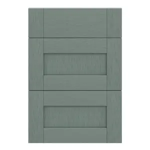 GoodHome Alpinia Painted Matt green wood effect Drawer front, Pack of 3 (H)715mm (W)497mm (T)18mm