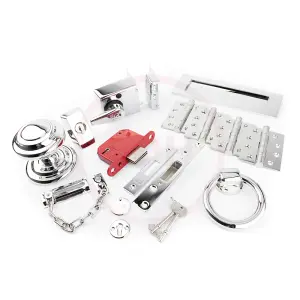 Dart Traditional Front Door Furniture & Lock Kit - Polished Chrome