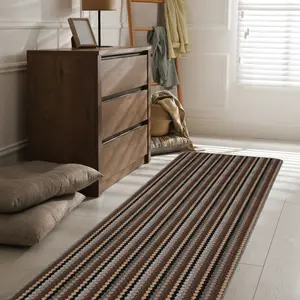 Helsinki Grey Striped Heavy duty Mat, 200cm x 67cm