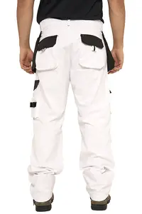 SSS Mens Painters Trousers Decorators Work Trouser Mens Holster Pockets White Work Pants 32in Waist - 32in Leg.