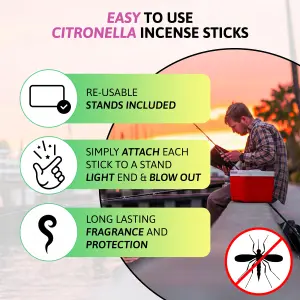 Aviro Citronella Oil Incense Sticks - Natural Mosquito & Insect Repellent. Ideal for Aromatherapy & Mood Enhancement. 50 Pack