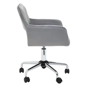 Interiors by Premier Brent Grey Velvet And Chrome Base Home Office Chair