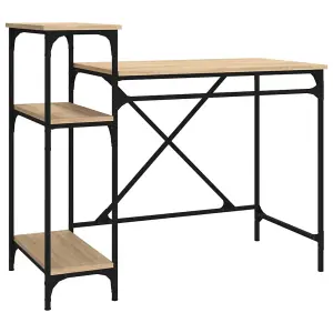 Berkfield Desk with Shelves Sonoma Oak 105x50x90 cm Engineered Wood&Iron