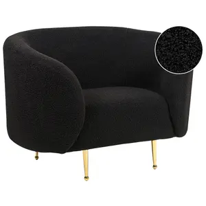 Beliani Traditional Armchair LOEN Boucle Black