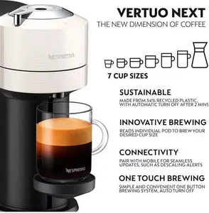 Nespresso Vertuo Next 11706 Coffee Pod Machine By Magimix, White