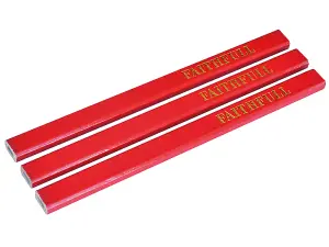 Faithfull  Carpenter's Pencils - Red / Medium (Pack 3) FAICPR