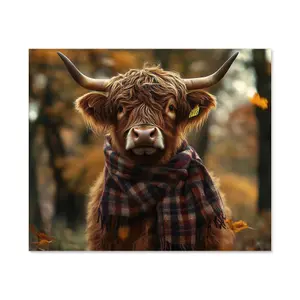 Highland Cow Wearing Scarf Kitchen Splashback