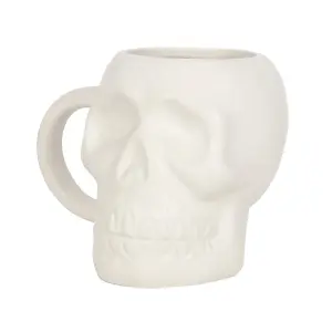 Matte White Skull Ceramic Mug for Modern Decor