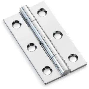 PAIR Solid Brass Cabinet Butt Hinge - 50mm - Polished Chrome Premium Cupboard