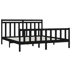 Berkfield Bed Frame Black Solid Wood Pine 200x200 cm