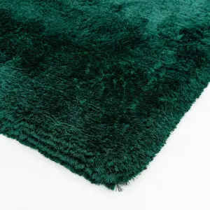 Green Easy to clean Plain Handmade , Luxurious , Modern , Plain , Shaggy , Sparkle Rug for Living Room, Bedroom - 140cm X 200cm