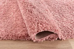 Serdim Rugs Plain Living Room Shaggy Area Rugs Baby Pink 160x230 cm