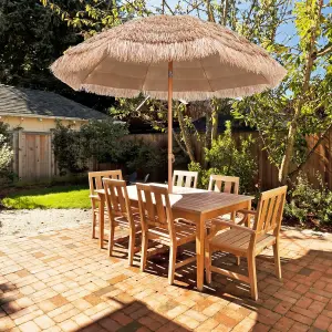 Costway 1.9M Thatched Tiki Patio Umbrella Hawaiian Hula Beach Umbrella Tilt Design