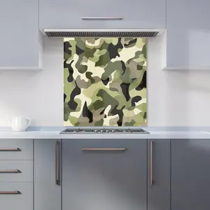 Camouflage Design Premium Glass Kitchen Splashback W600mm x H600mm