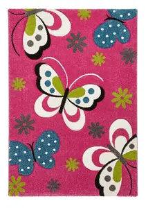 Kids Pink Modern Animal Graphics Pictorial Rug For Dining Room Bedroom & Living Room-120cm X 170cm