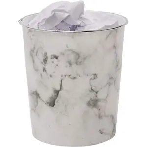 MantraRaj 9 Litre Plastic Marble Waste Paper Basket Bin Round Waste Basket Trash Can Lightweight Recycling Rubbish Bin