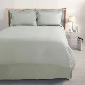 MEDITERRANEAN LINENS Valencia 100% Egyptian Cotton 200 Thread Count Super King Size Duvet Cover Set -Duck Egg