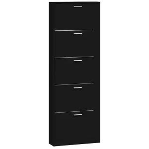 Shoe Cabinet Black 59x17x169 cm Engineered Wood