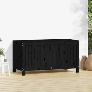 Berkfield Garden Storage Box Black 121x55x64 cm Solid Wood Pine