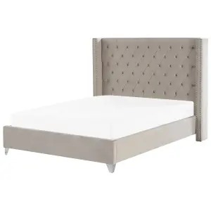 Velvet EU Super King Size Bed Light Grey LUBBON