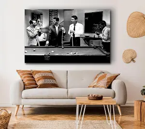 The Rat Pack 4 Playing Pool Canvas Print Wall Art - Medium 20 x 32 Inches