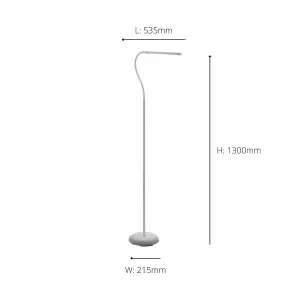 EGLO Laroa White Metal 4 Step Touch Dimming Integrated LED Floor Lamp, (L) 53.5cm