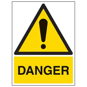 DANGER Warning Caution Symbol Sign - Rigid Plastic 150x200mm (x3)