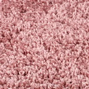 Modern Easy to Clean Pink Plain Shaggy Rug for Dining Rug-200cm X 285cm