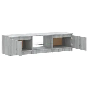 Berkfield TV Cabinet with LED Lights Grey Sonoma 140x40x35.5 cm