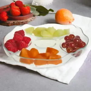 URBNLIVING 31cm Glass Divided Serving Dish Platter