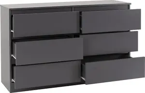 Malvern 6 Drawer Chest Grey Recessed Handles Metal Runners