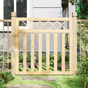 Premium Cross Top Wooden Pedestrian Fence Gate for Outdoor Use 120cm W x 120cm H