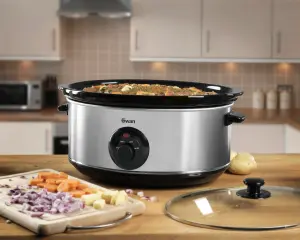 Swan SF17030N Stainless Steel Slow Cooker, 6.5 Litre, Silver