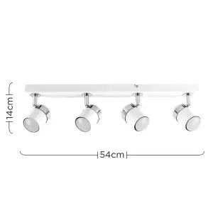 ValueLights Rosie Modern 4 Way Gloss White Straight Bar Ceiling Spotlight