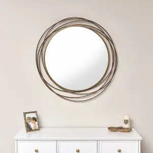 Melody Maison Large Antique Gold Swirl Wall Mirror - 88cm x 85cm