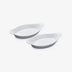 WM Bartleet & Sons Porcelain Traditional Oval Gratin Dish, Set of 2