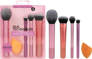 Real Techniques Everyday Essentials + Makeup Sponge Kit, Makeup Brushes And Makeup Blender Sponge, For Foundation, Blush, Bronzer, Eyeshadow, And