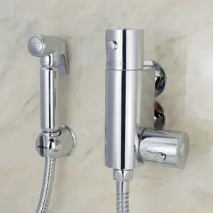 Nes Home Contemporary Chrome Thermostatic Bar Valve Bidet Douche & Spray Kit