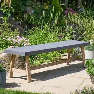 Traditional Large Grey Outdoor Garden Bench