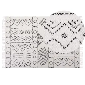 Wool Area Rug 140 x 200 cm White and Black ALKENT