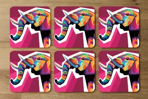 Colorful illustration of Elephant head in WPAP style (Coaster) / Default Title