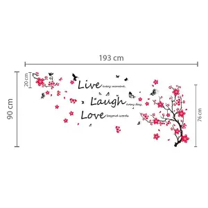 Walplus Mural Decal Huge Flowers Blossom Butterflies Children Wall Stickers Love Live Laugh Quote