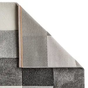 Grey Rug, Modern Geometric Handmade Rug, Luxurious Stain-Resistant Grey Rug for Bedroom, & Dining Room-60 X 230cm (Runner)