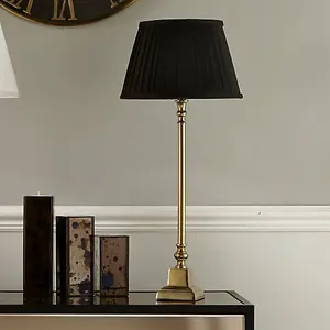 25cm Black Poly Cotton Pleated Lampshade For Table Lamps