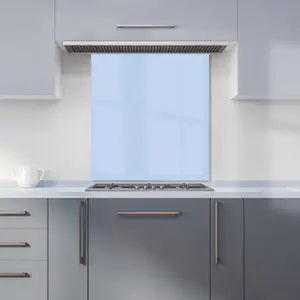 Pale Cornflour Blue Premium Glass Kitchen Splashback W600mm x H600mm