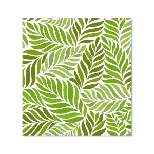 Green Leaf Pattern Premium Glass Kitchen Splashback W600mm x H600mm