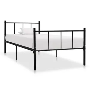 Berkfield Bed Frame Black Metal 90x200 cm